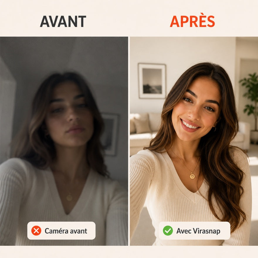 Avant / Après — caméra avant vs Virasnap